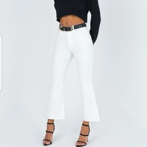 Princess Polly FAYE CROPPED JEANS WHITE DENIM